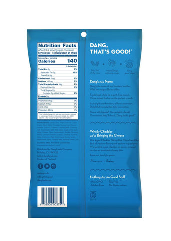 Dang Sticky Rice Chips Aged Cheddar Back of Bag