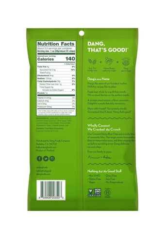 Dang Sticky Rice Chips Coconut Crunch Back of Bag