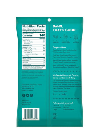 Dang Sticky Rice Chips Savory Seaweed Back of Bag